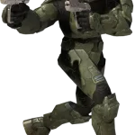 Master Chief en train d'avancer arme pointé en avant
