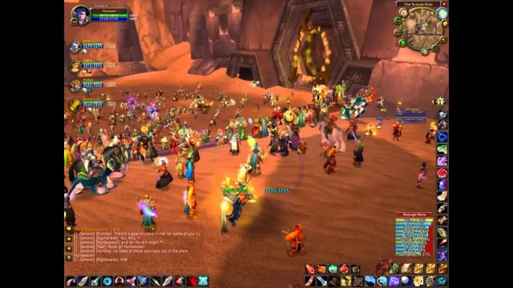 Rassemblement de joueurs pendant l’effort de guerre d’Ahn’Qiraj dans World of Warcraft