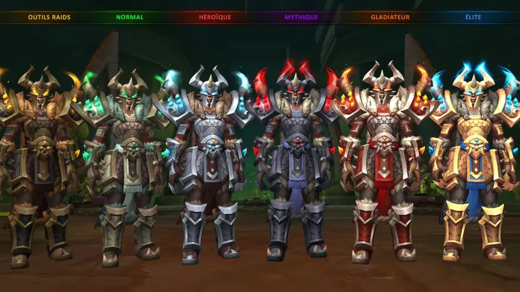Ensembles d’armure du guerrier de la saison 2 de World of Warcraft: Midnight, du mode Recherche de raid au mode Mythique.