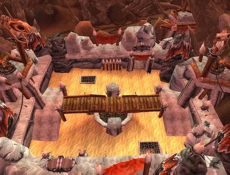 Vue aérienne de l’arène des Tranchantes dans World of Warcraft: The Burning Crusade.