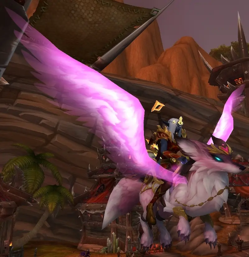 Monture renard ailé rose dans Orgrimmar sur World of Warcraft