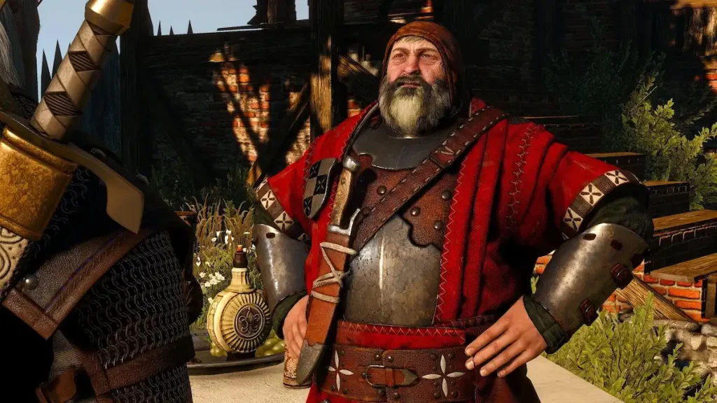 Le Baron Sanglant discutant avec Geralt dans The Witcher 3: The Wild Hunt