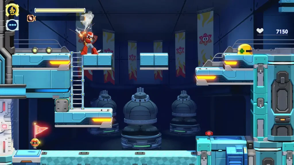 Proto Man utilise son canon dans un niveau de Mega Man: Dual Override