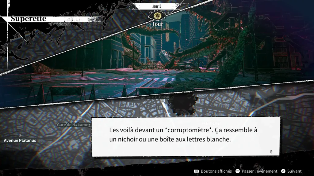 Illustration d’un quartier de Tokyo ravagé par la corruption dans Qliphah in Providence’s Shadow.