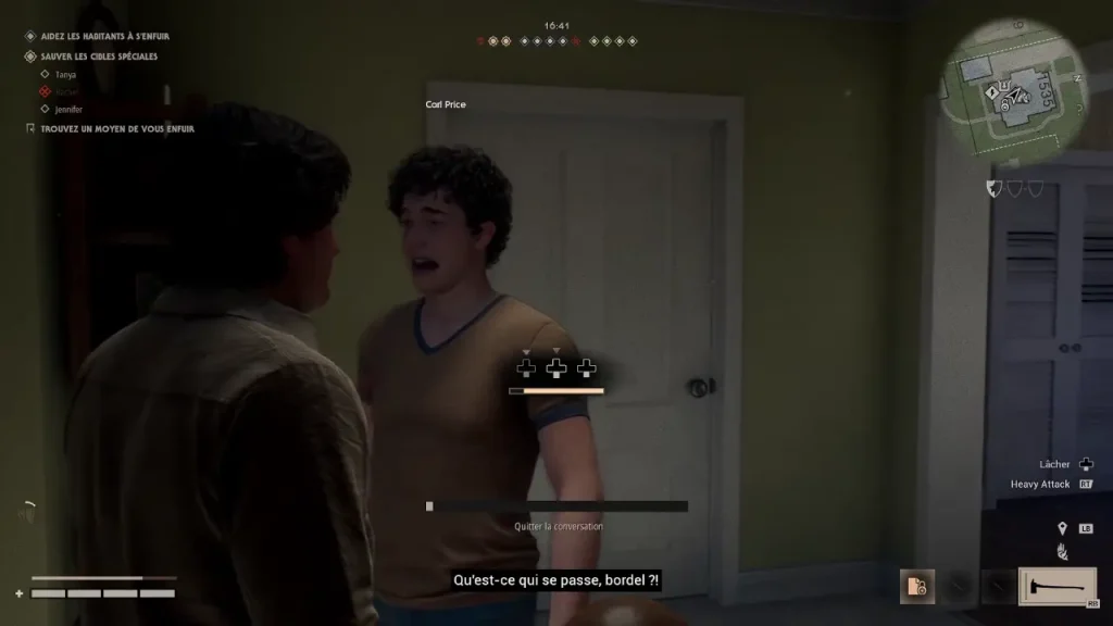 Un survivant tente de convaincre un habitant grâce à un QTE dans Halloween: The Game