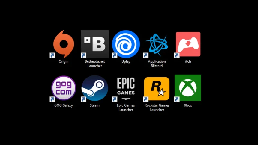 Plusieurs logo de launcher, proposant des jeux gratuits.