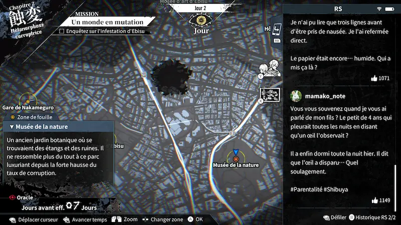 Carte interactive de Tokyo accompagnée du réseau social consultable dans Qliphah in Providence’s Shadow.