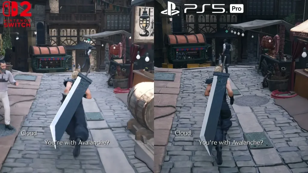 Comparaison graphique de Final Fantasy VII Rebirth sur Nintendo Switch 2 et PS5 Pro